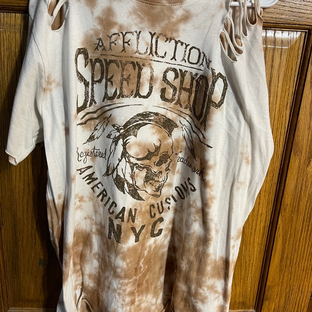 Large Affliction Distressed Bleached Shirt